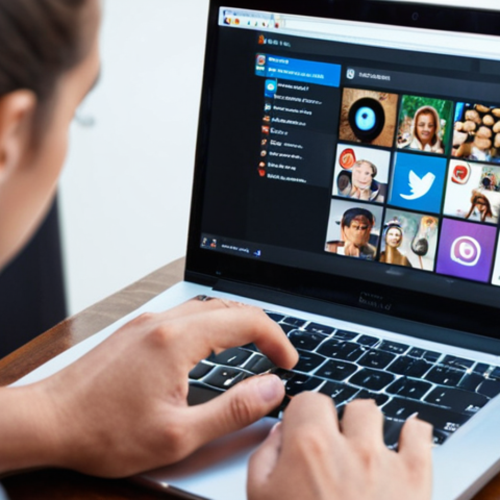 **Image Prompt:** A person carefully adjusting privacy settings on a social media profile on their laptop, with blurred background showing common social media icons. Focus on the screen and the hands interacting with it. Concept: Strategic Social Media Management.